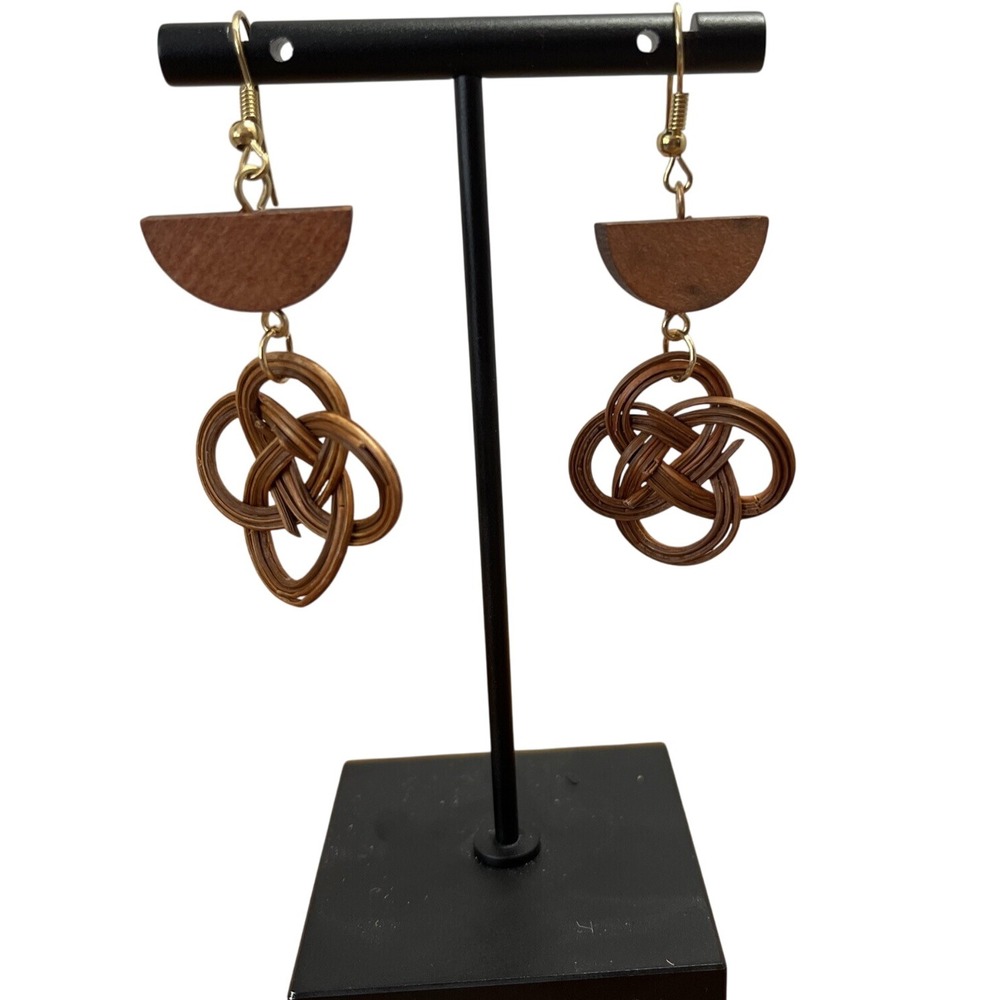 Boho Wood Knot Drop Earrings Dangle‎ Lightweight Fashion Jewelry Gift